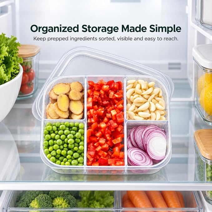 Airtight Fridge Storage Box with 5 Compartments