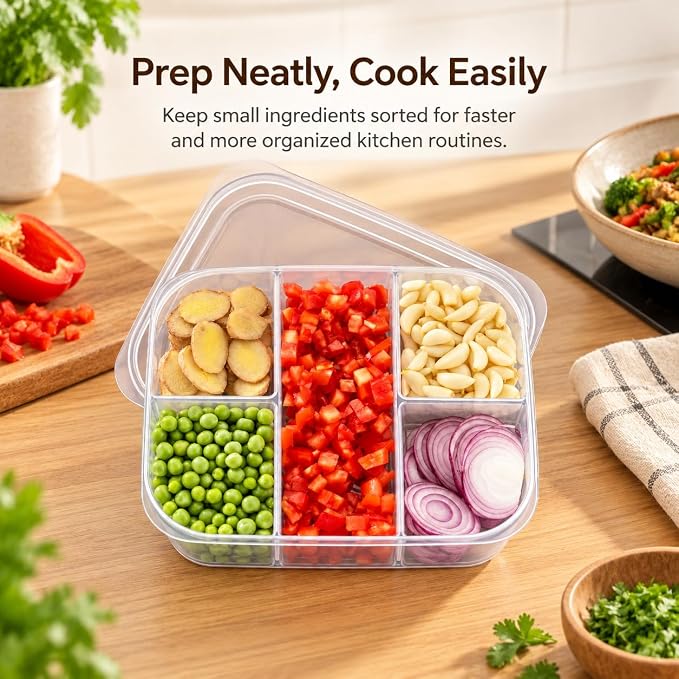 Airtight Fridge Storage Box with 5 Compartments
