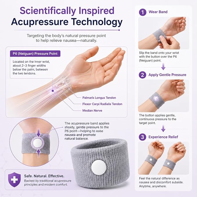 Nausea Wristband for Motion Sickness (1 pair)