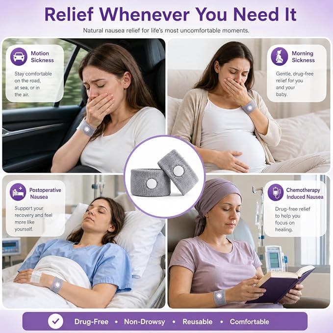 Nausea Wristband for Motion Sickness (1 pair)