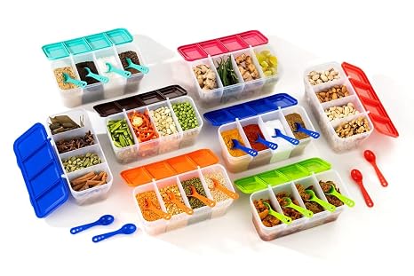 4 in 1 Multipurpose 4 Section Kitchen, Fridge Storage Airtight Container Set